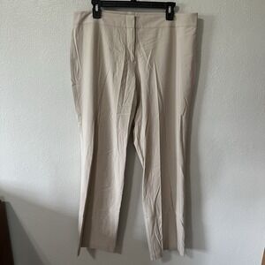 Eileen Fisher Women's Large Beige Stretch Slim Straight Trouser Pants‎ Classic